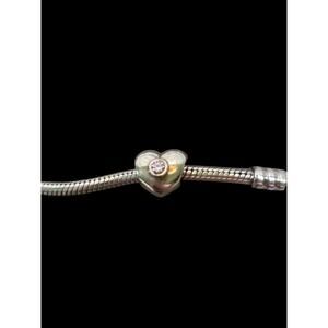 Authentic Pandora heart charm with‎ light pink stone sterling 925 silver bead